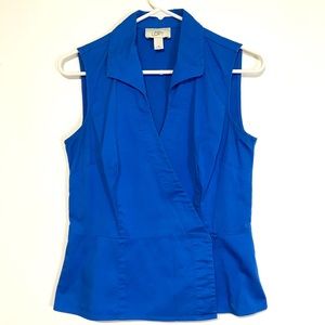 LOFT | Blue Sleeveless Wrap Blouse Size 6